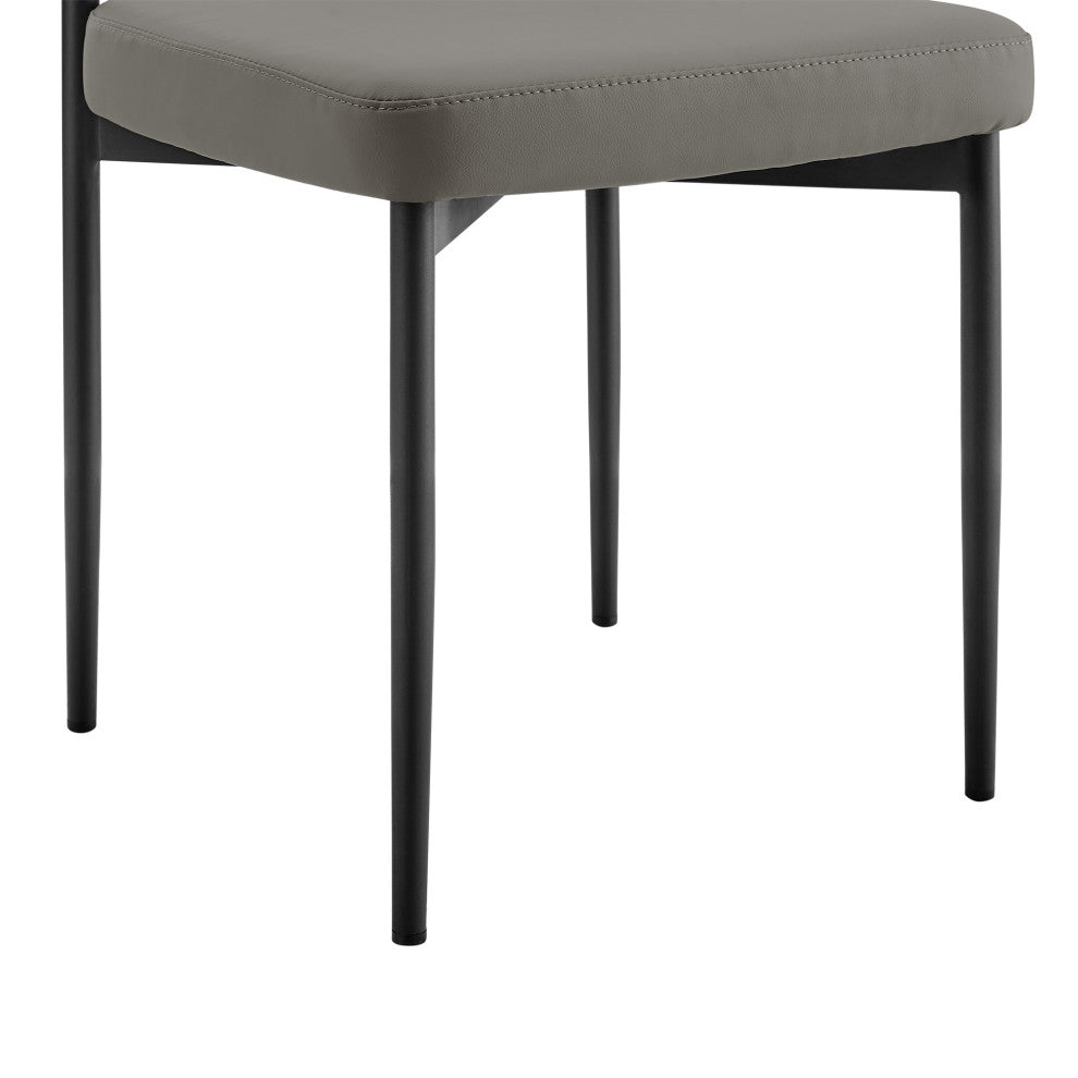 Shannon Matte Black Iron and Light Gray Faux Leather Dining Chair, Set of 2