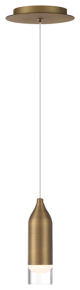 Action 8" LED Mini Pendant 3000K, Aged Brass