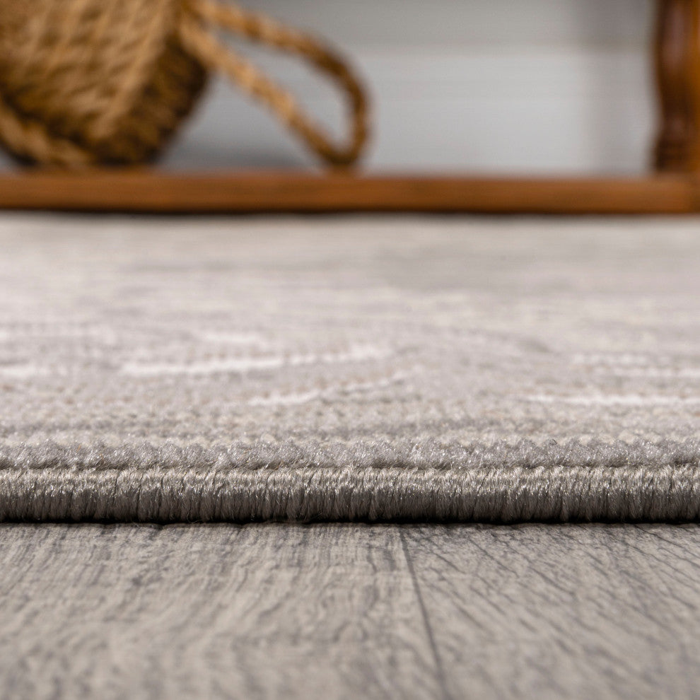 Rosalia Cottage Medallion Area Rug, Gray/Ivory, 8x10