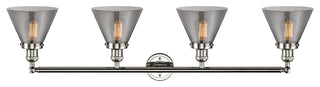 Large Cone 4-Light Bath Fixture, Smoked Glass, Polished Nickel