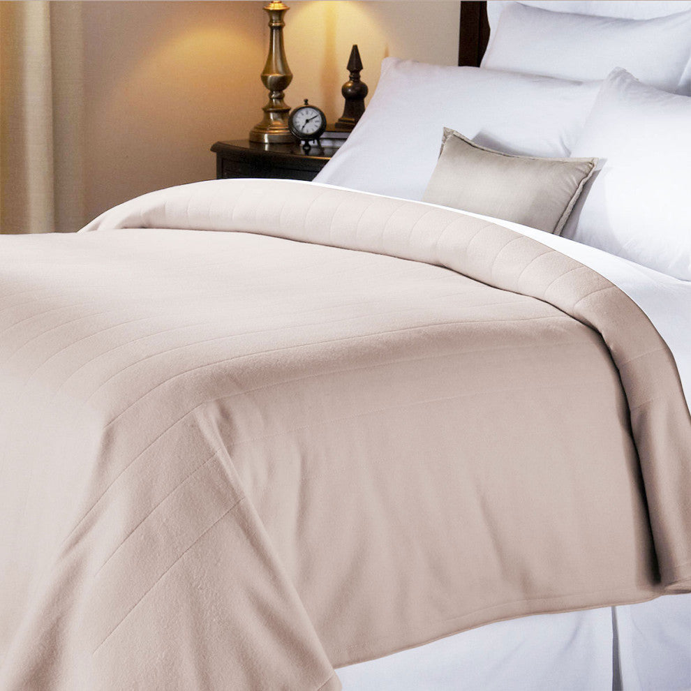 Sunbeam Quilted Fleece Electric Heated Warming Blanket Full Seashell