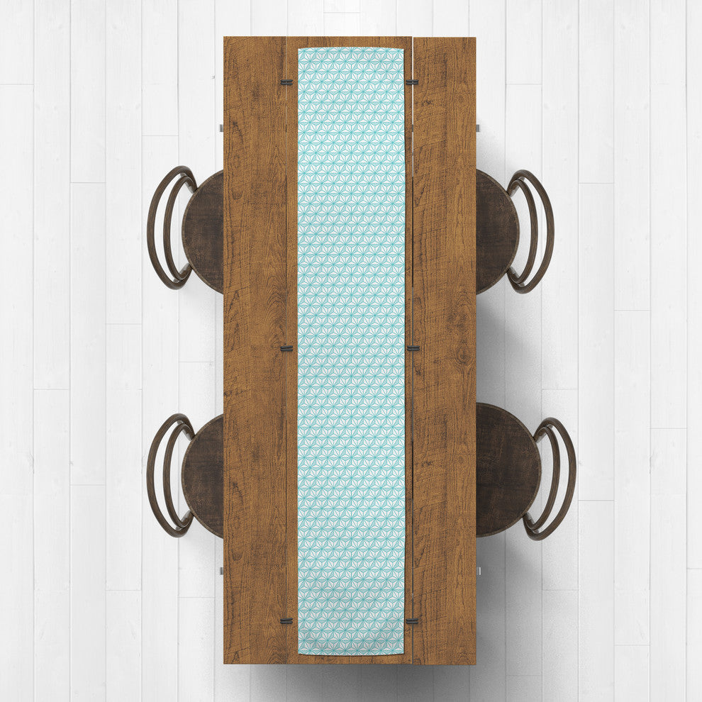 Teal Geo Triangles 16x90 Table Runner