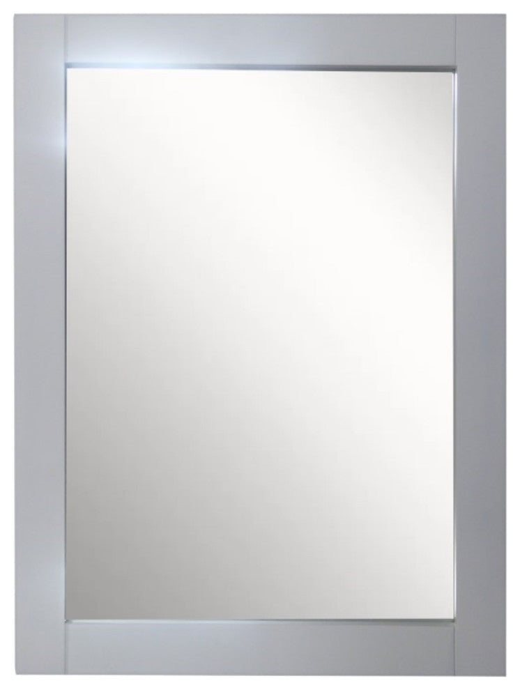 23" Wood Frame Mirror, Light Gray