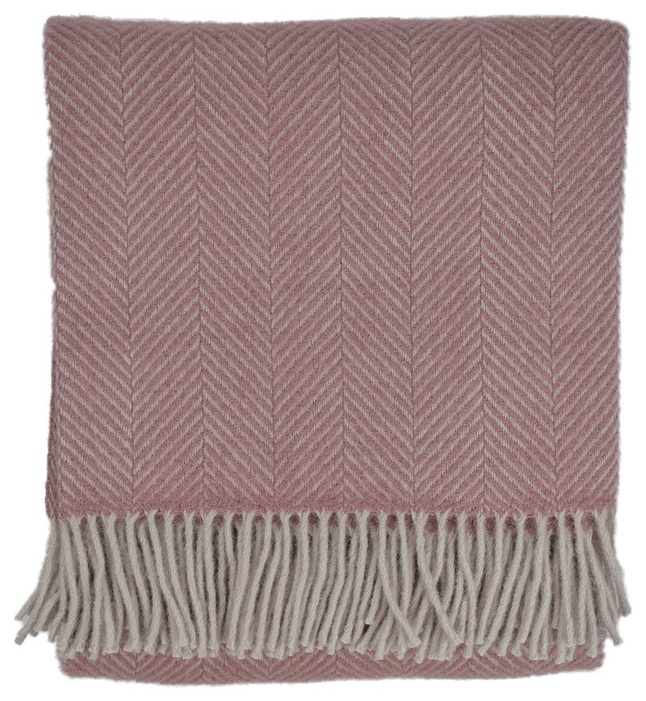 Highland Tweed Herringbone Pure New Wool Throw, Beach Coral