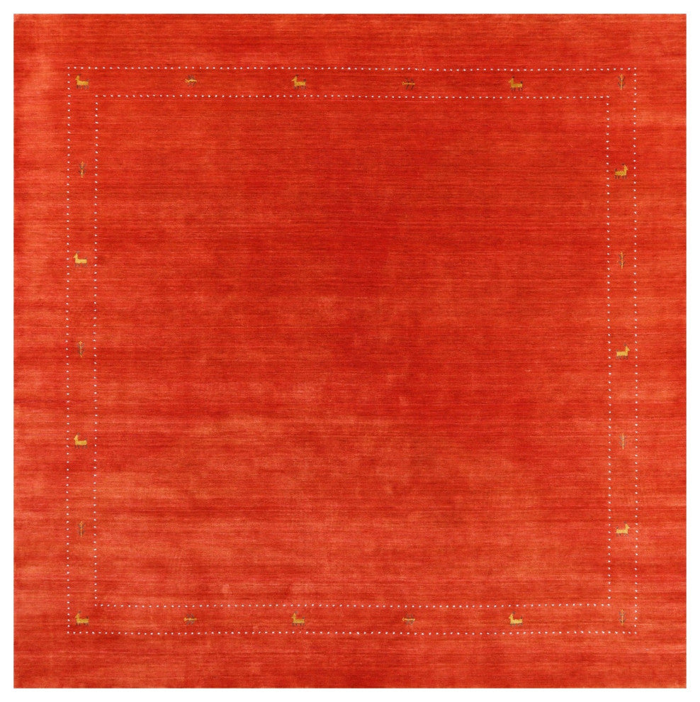 8' Square Hand Knotted Persian Gabbeh Wool Rug - Q15102