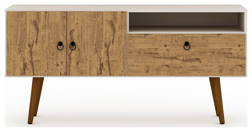 Tribeca 53.94 TV Stand in Off White and Nature