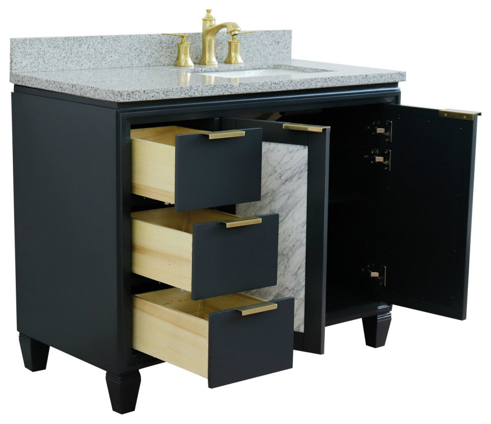 43" Single Vanity, Dark Gray Finish With Gray Granite