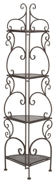 Safavieh Turuca 4 Tier Corner Shelf, Rustic Brown