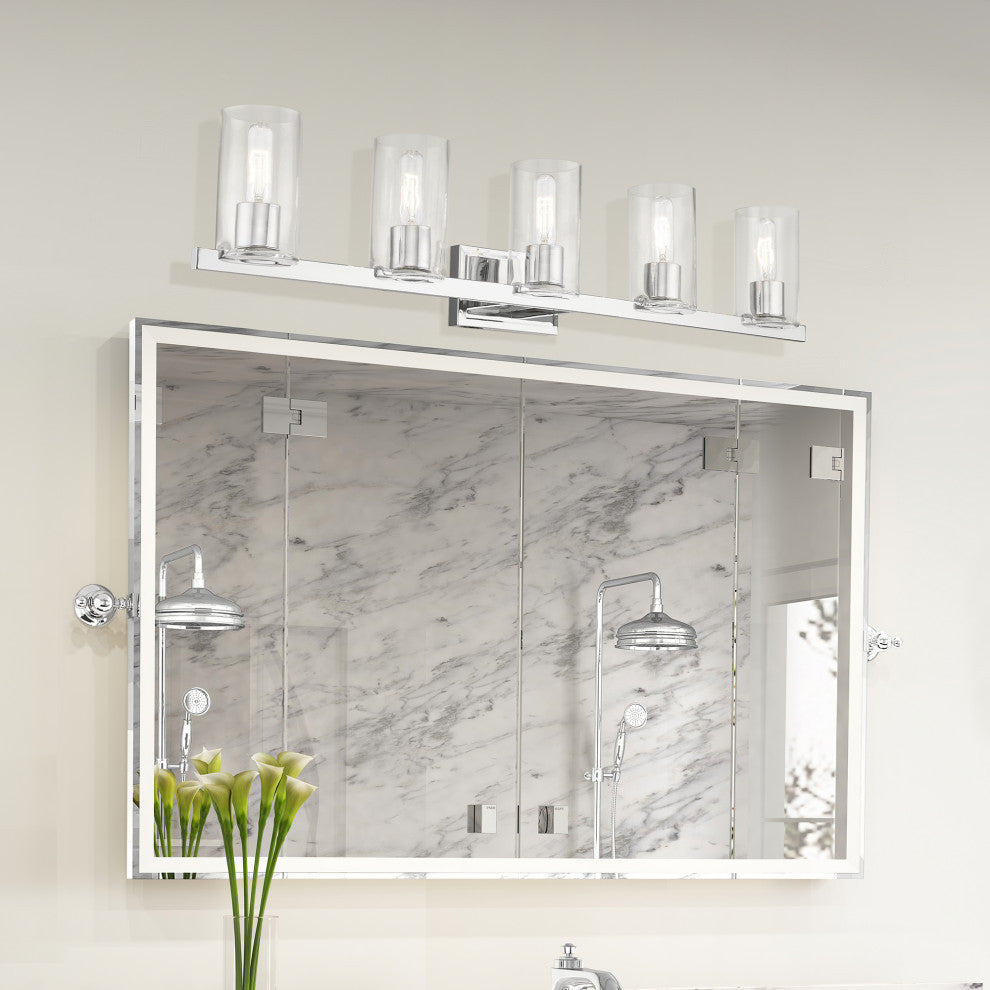 Clarion 5 Light Polished Chrome Vanity Sconce
