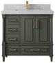 Aberdeen 36 Center Sink Bath Vanity in Pewter Green 2" Pearl Gray