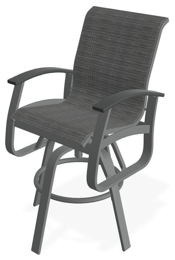 Belle Isle Sling Bar Height Outdoor Swivel Armchair, Destiny Steel/Graphite