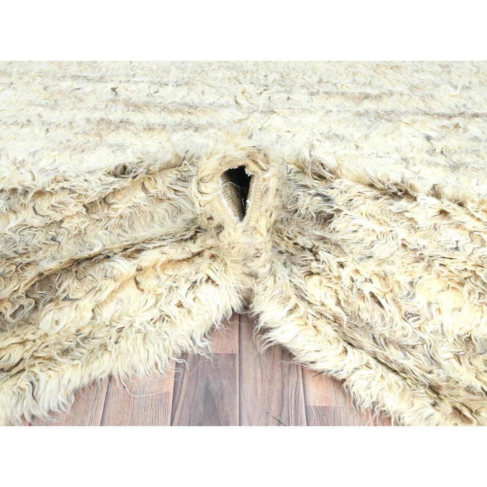 Ivory, Ben Ourain Moroccan Berber, Soft Wool, Hand Knotted Rug, 8'1"x10'1"