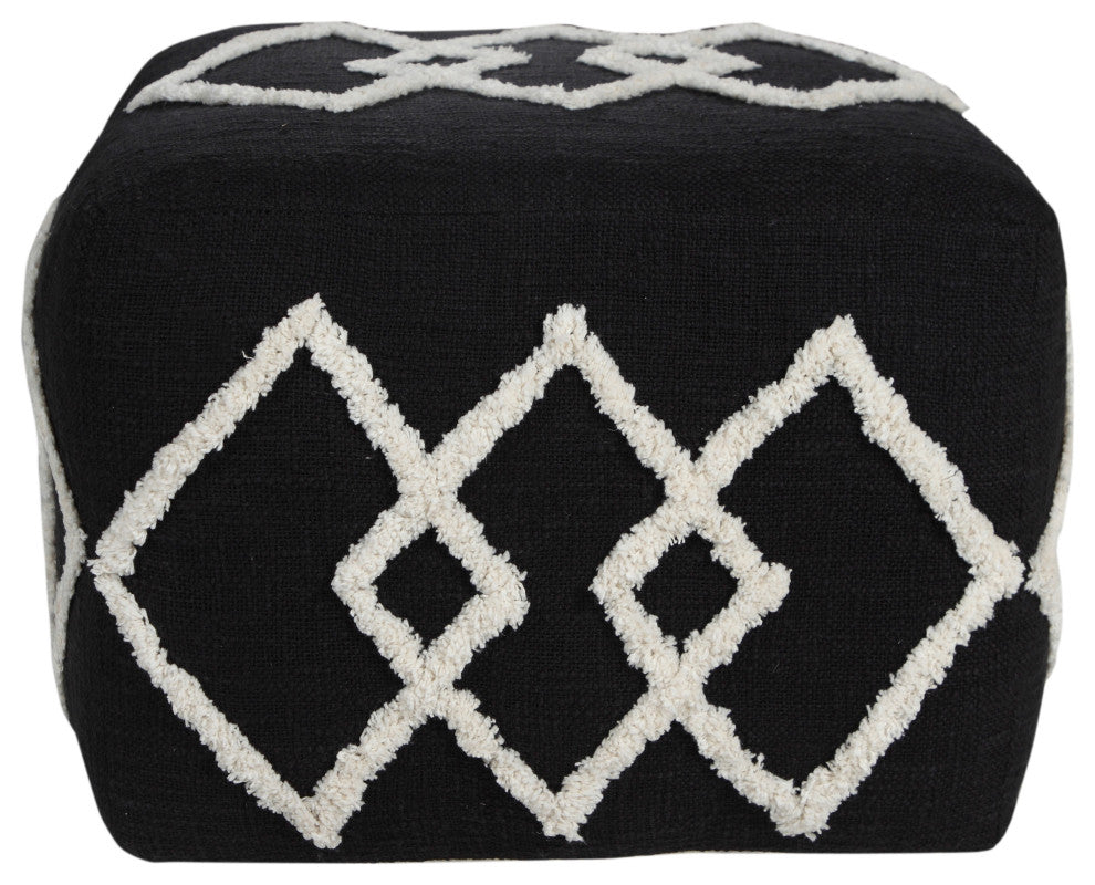 Textured Overlapping Diamonds Pouf Ottoman