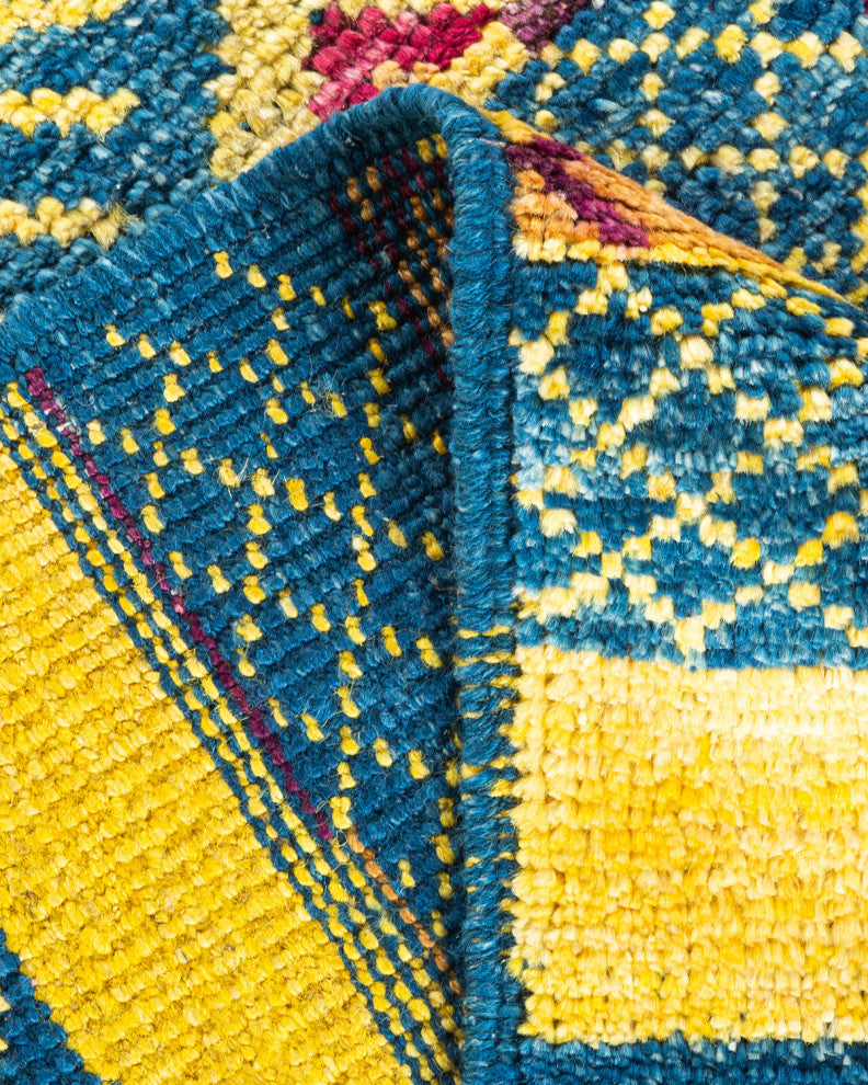 Modern, One-of-a-Kind Handmade Area Rug Blue, 5' 5" x 7' 10"
