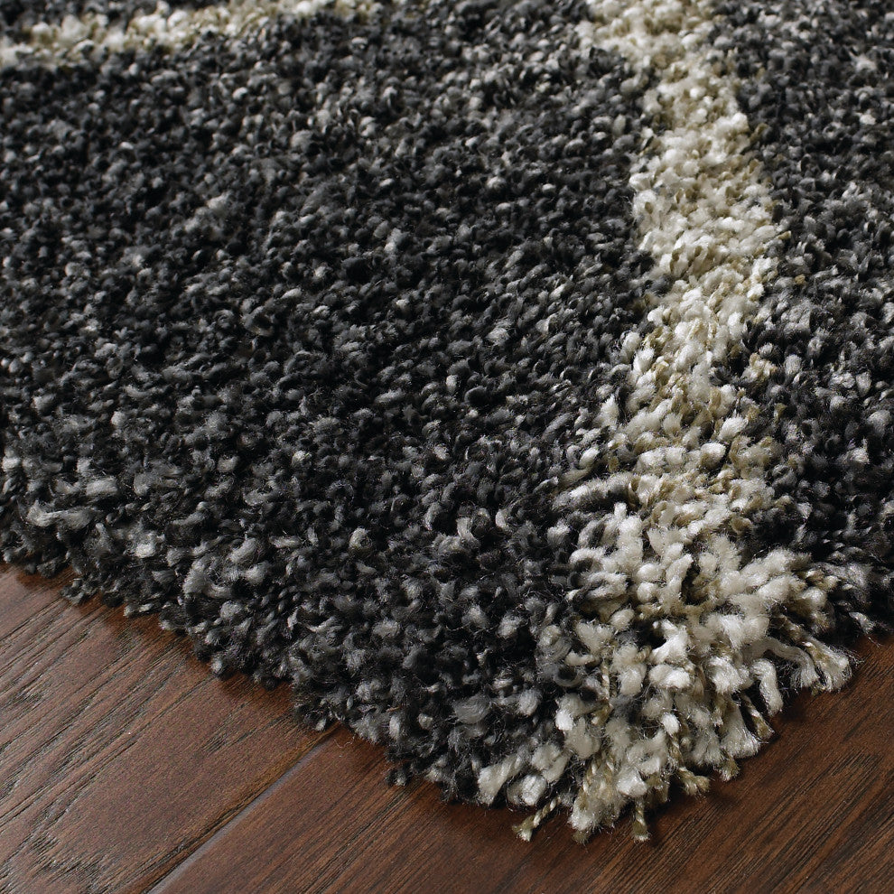Hartley Diamond Lattice Charcoal and Gray Area Rug, 7''10"x10''10"