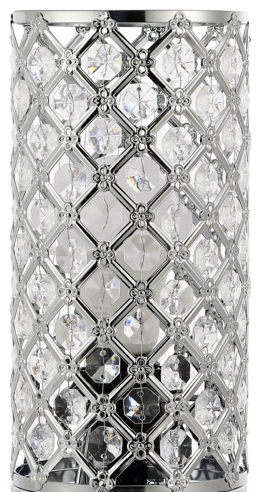 Lucie 9.5" Iron/Acrylic LED Mini Uplight Table Lamp With USB Port, Chrome/Clear