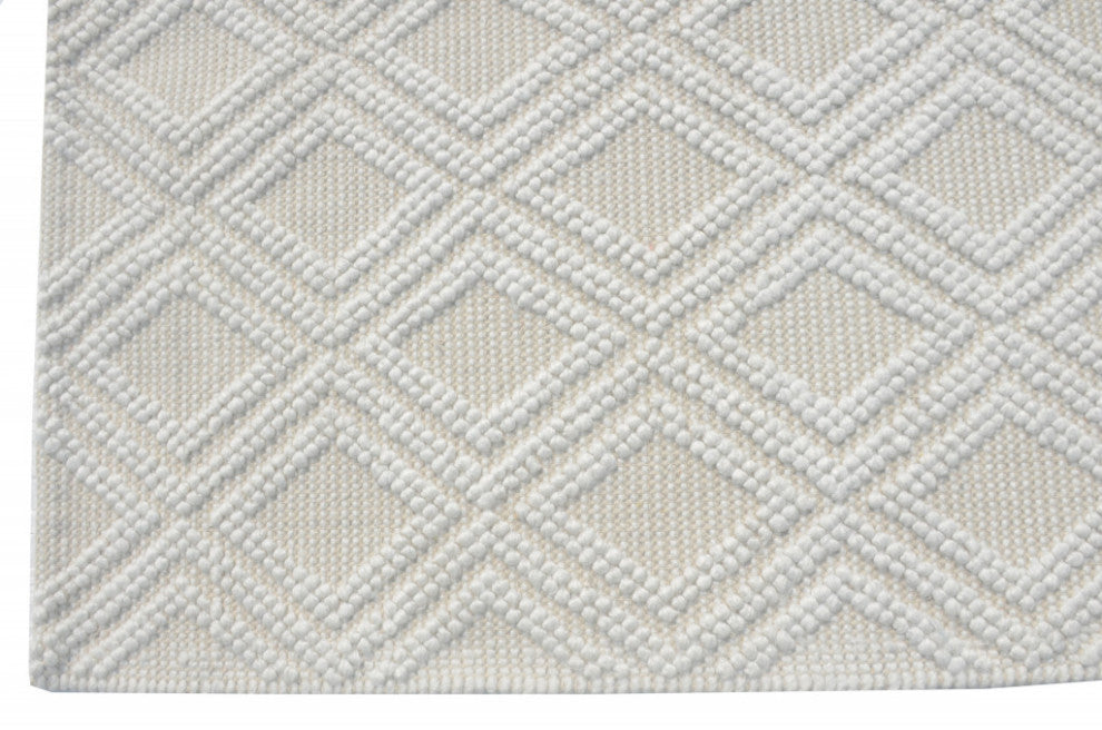 8"x11" Ivory Diamond Lattice Modern Area Rug