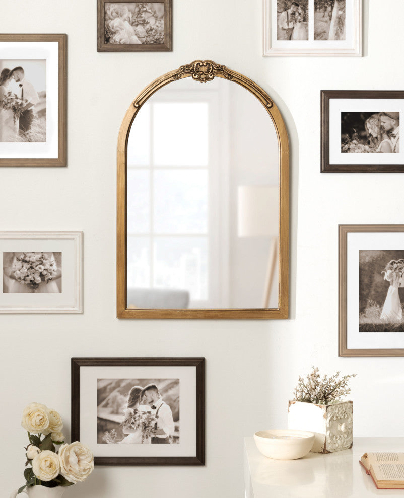 Astrid Traditional Arch Mirror, Gold 20"x30"