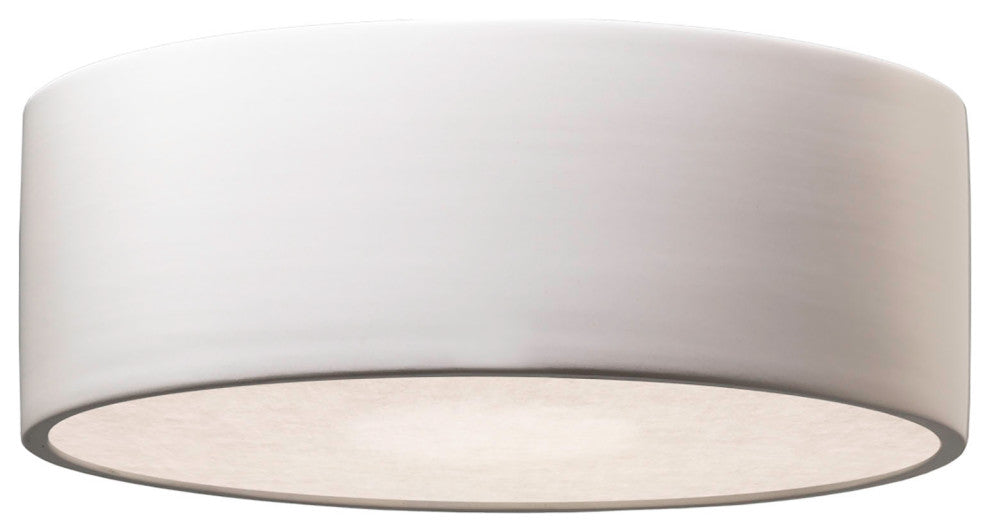Short Round LED Outdoor Flush-Mount, Matte White