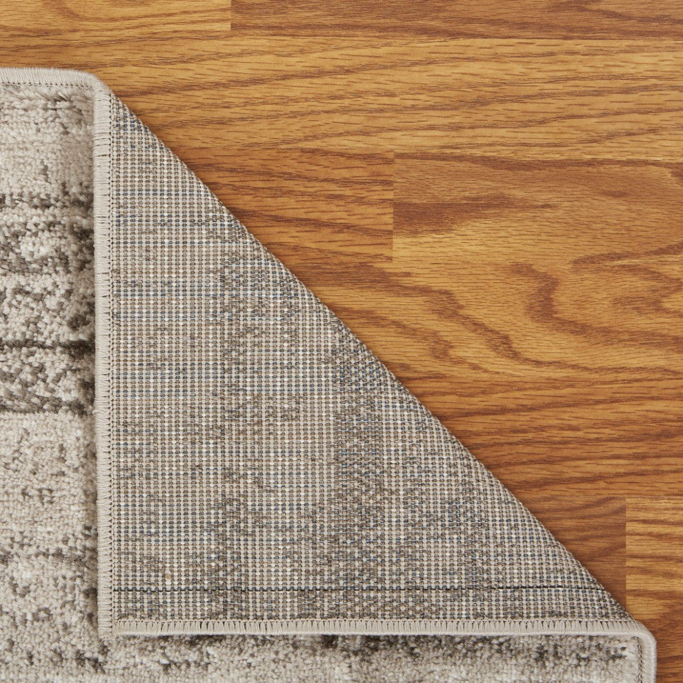 5' x 7' Beige Abstract Striations Area Rug