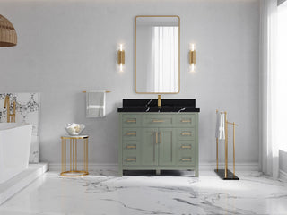 Cambridge 42" Single Sink Bath Vanity in Evergreen 2" Calacatta Black