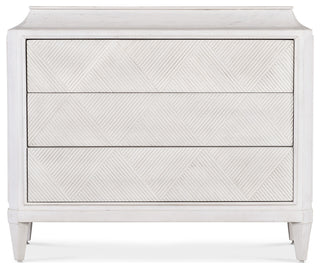 Front-facing, full view of the three-drawer chest on a clean white background; matches primary product criteria.