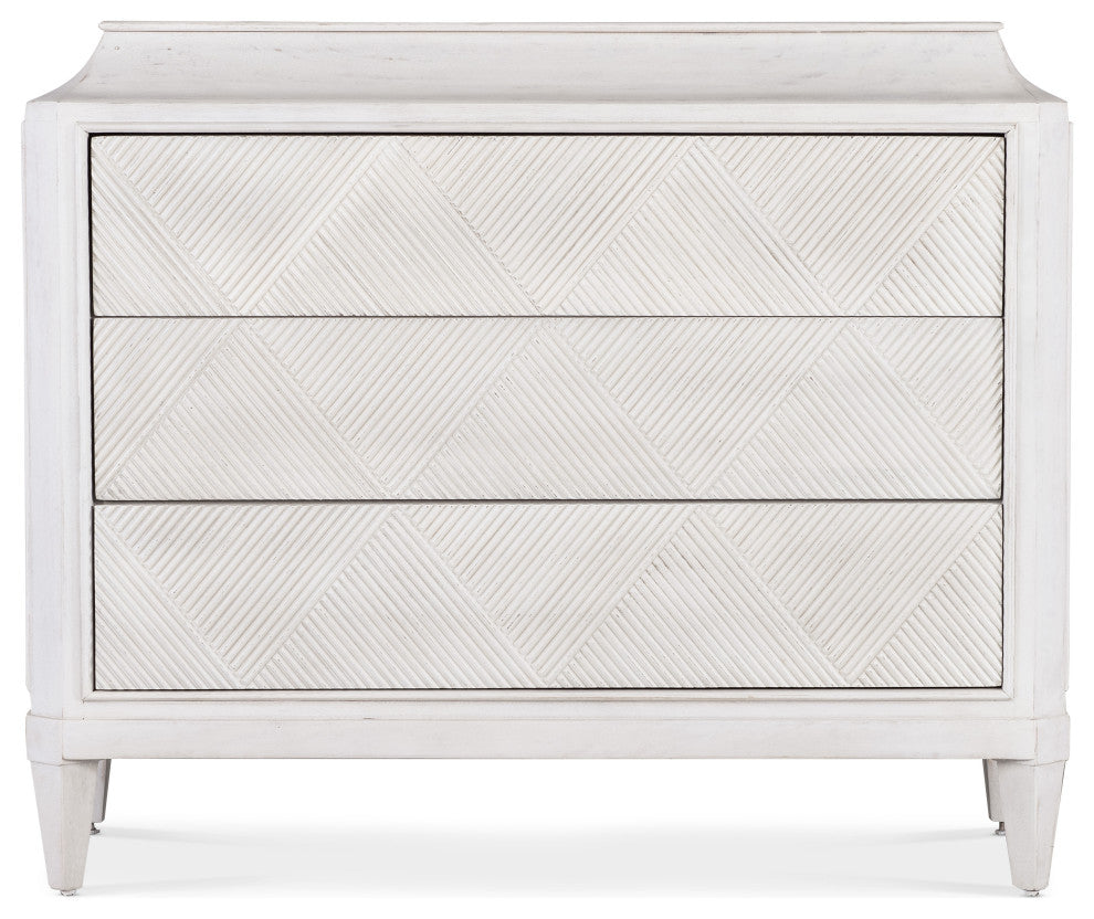 Front-facing, full view of the three-drawer chest on a clean white background; matches primary product criteria.