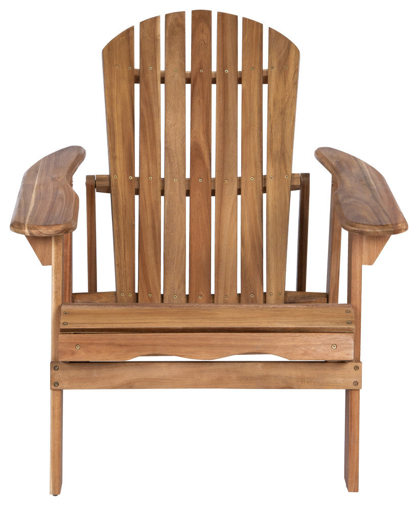 GDF Studio Katherine Outdoor Reclining Wood Adirondack Chairs, Set of 2, Natural