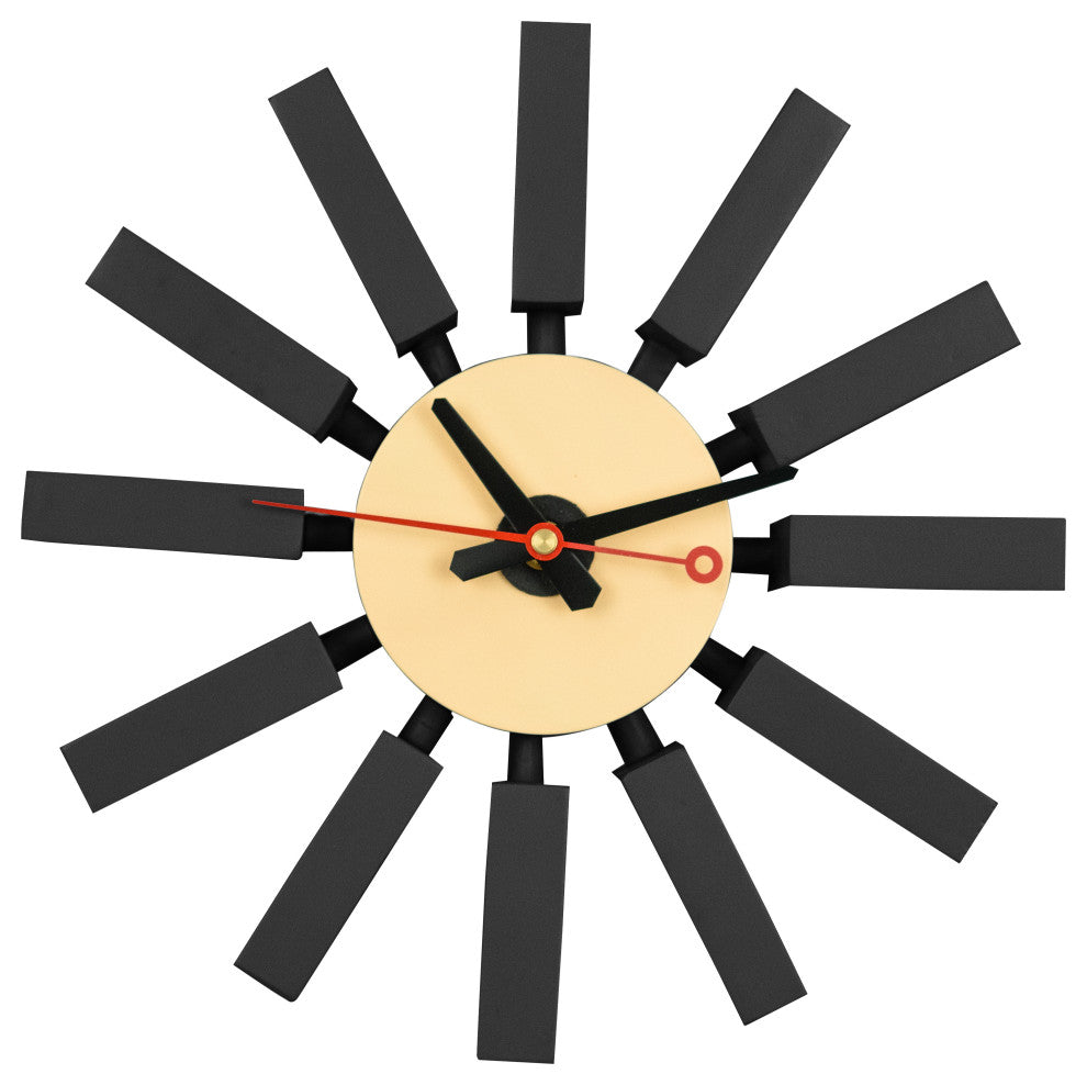 LeisureMod Vdara Modern Design Block Silent Non-Ticking Wall Clock