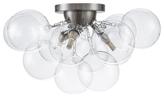 Modern 3-Light Sputnik Design Clear Glass Bubble Semi Flush Mount, Nickel