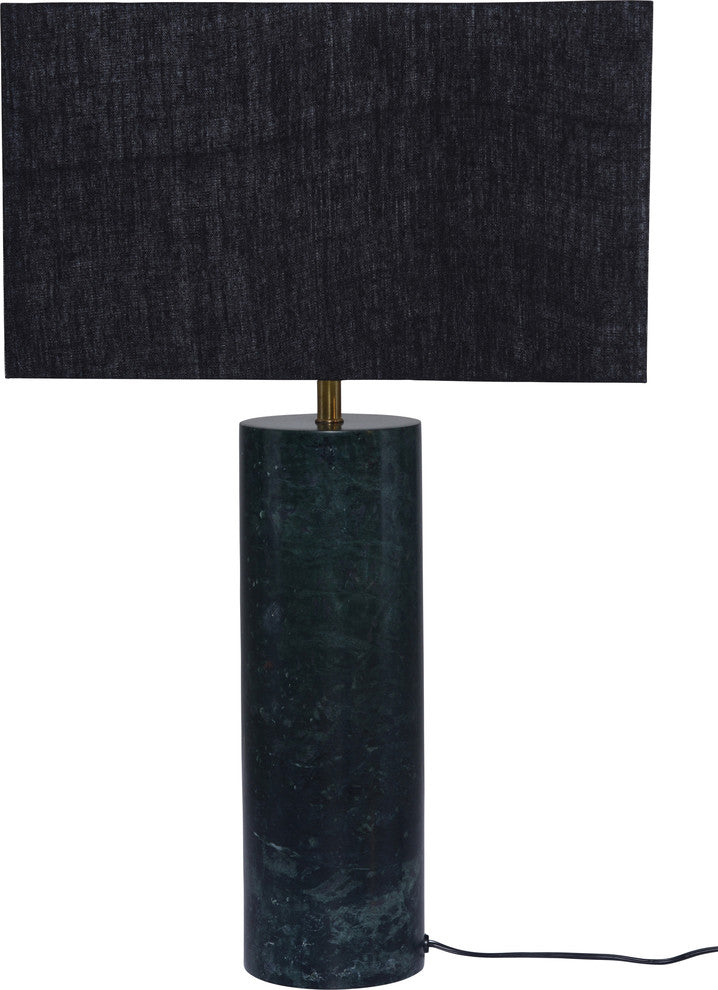 Cyrine Table Lamp in Green Marble and Black Linen Shade