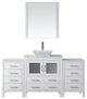 Virtu Dior 68" Single Bathroom Vanity, White With White Top, Faucet and Mirror