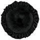 Stella Faux Silk Velvet Ruffled Round Pillow, 18", Black
