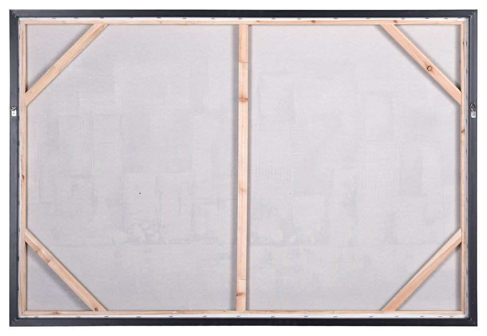 Skyline Abstract Hand painted Framed Canvas Art, 48"Wx33"H2"D