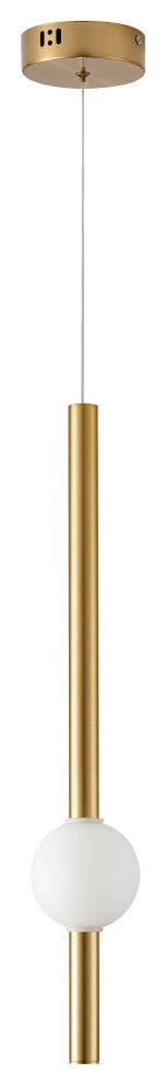 Gold Single Pendant Light with a White Acrylic Shade