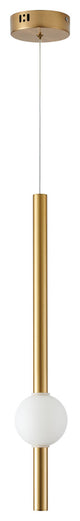 Gold Single Pendant Light with a White Acrylic Shade