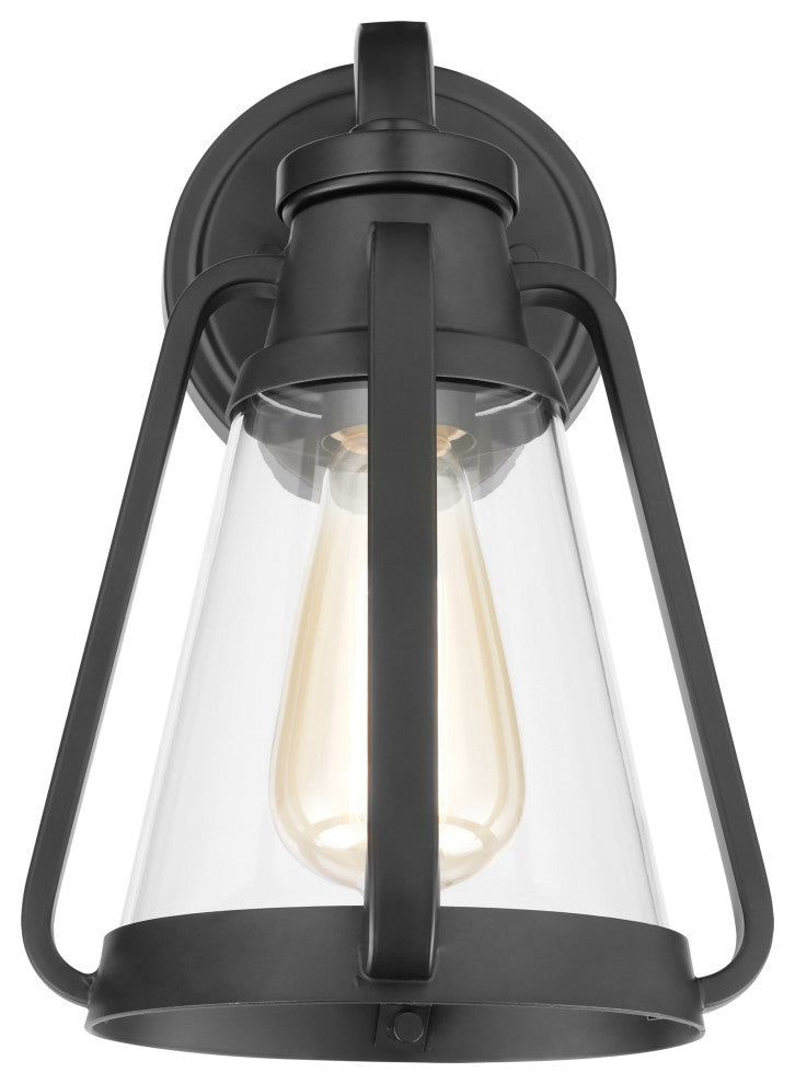 Everett 1-Light Small Wall Sconce, Matte Black With Clear Glass