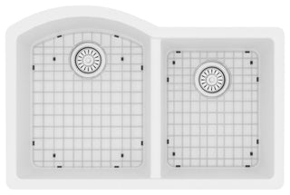 Karran Undermount Quartz 32" 60/40 Double Bowl Kitchen Sink Kit, White