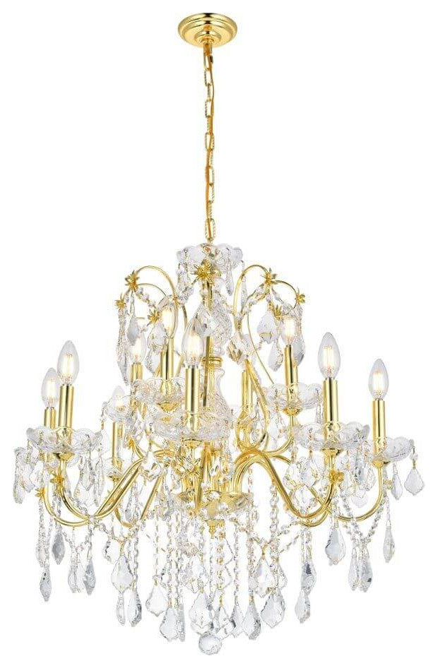 6 light 24" Chandelier, Gold, 28