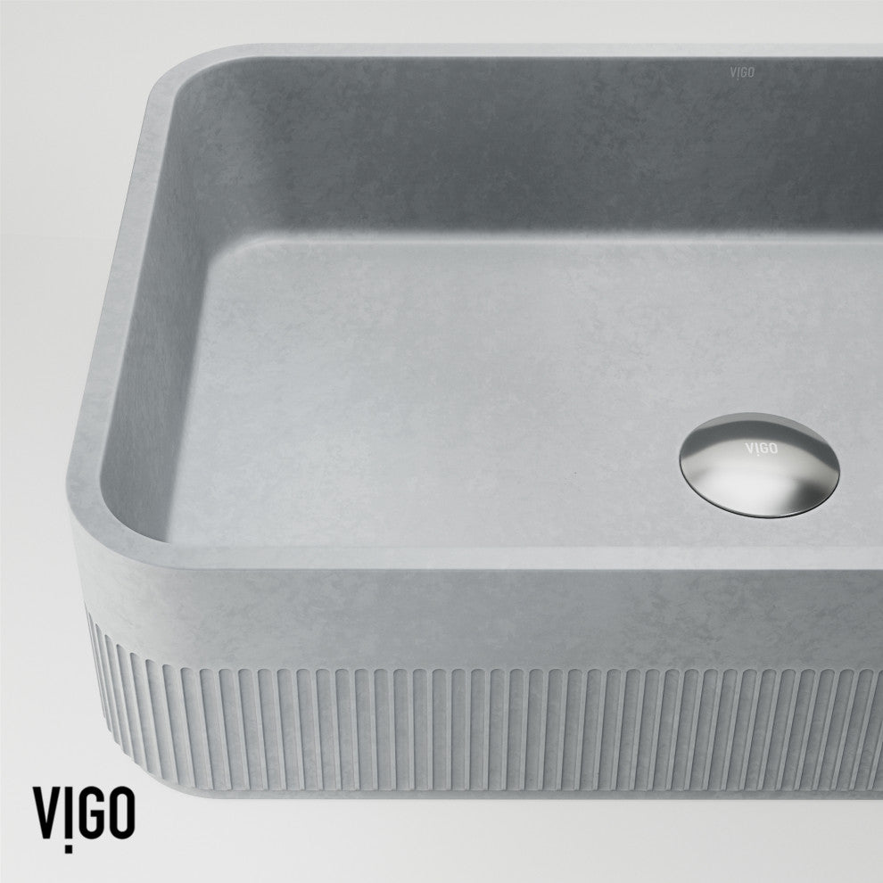 Cypress 21"L x 14"W Concrete Vessel Sink and Apollo 12"H Faucet Set