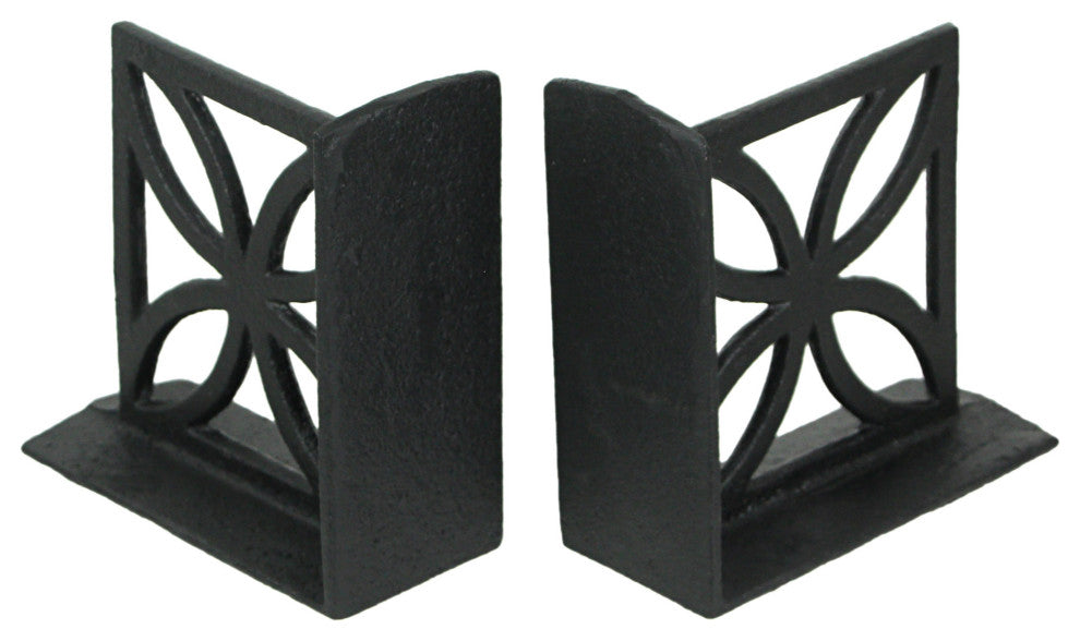 Set of 2 Cast Iron Breeze Block Bookends Mid Century Modern Home Bookshelf Deco