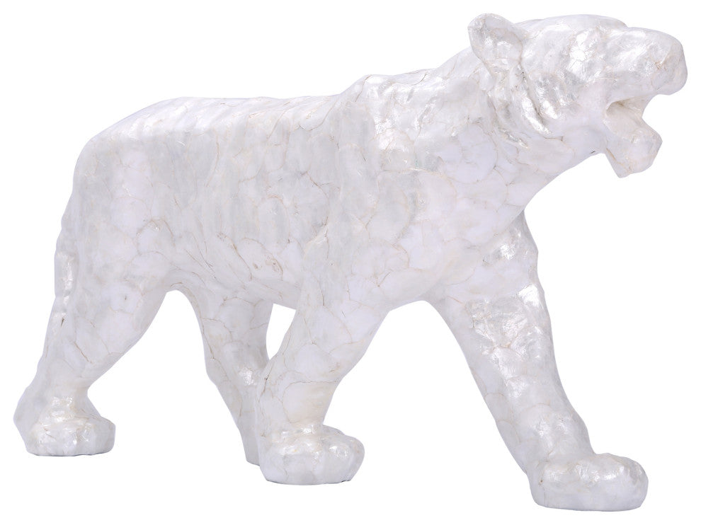 Contemporary Bengal Tiger Statue - White
