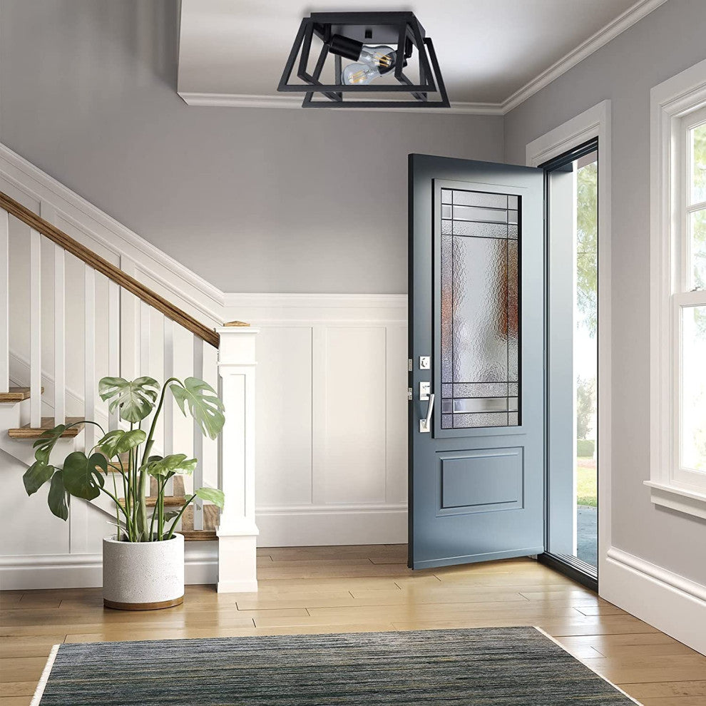 2 Pack, Black, 2 Light Ceiling Lamp, Farmhouse