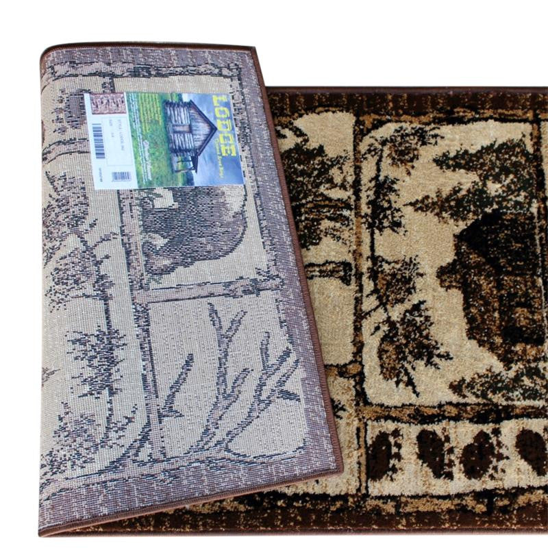 Vale Collection Rustic Wildlife Themed Area Rug, Brown, 2' X 7'