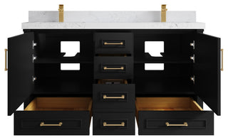 Aberdeen 60 Double Bathroom Vanity in Black 2" Empira Quartz