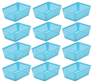 12-Pack Plastic Storage Baskets for Office Drawer, Desk, 32-1181-12, Blue