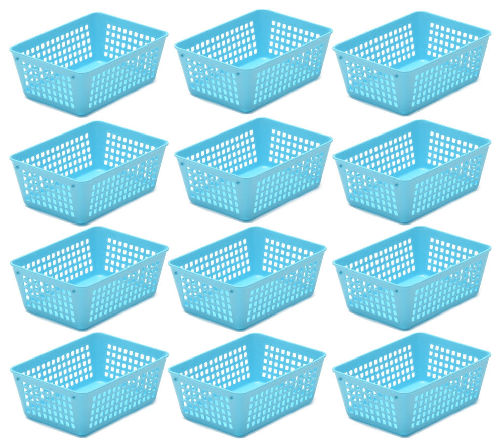 12-Pack Plastic Storage Baskets for Office Drawer, Desk, 32-1181-12, Blue