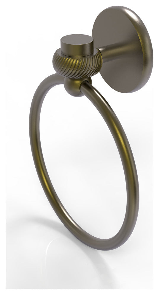 Satellite Orbit One Towel Ring With Twist Accent, Antique Brass