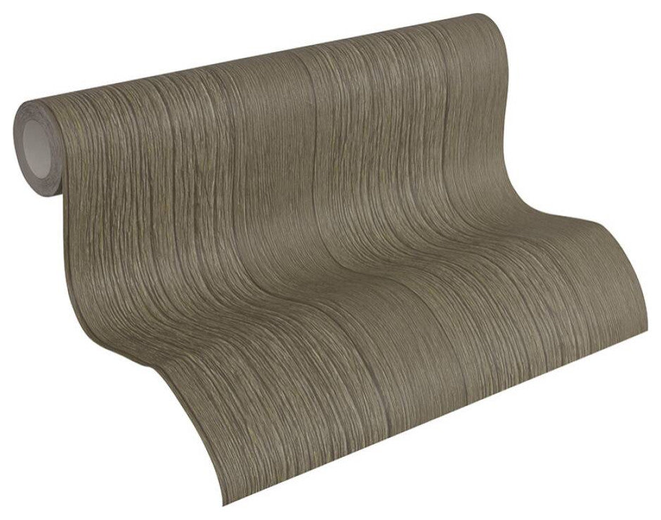 Loft Modern Nature Textured Wallpaper, Wood Planks, Dark Brown, One Roll