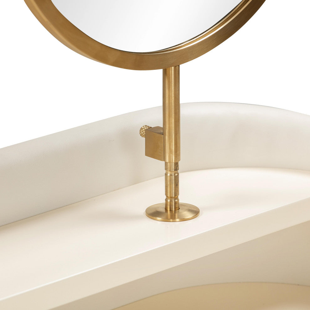 Penelope Cream Vegan Leather Wrapped Vanity Desk - Cream